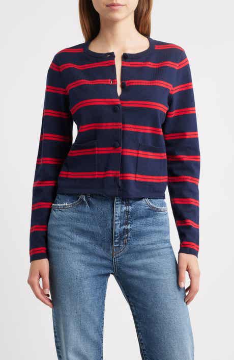 French Connection Padma Stripe Fine Knit Cardigan