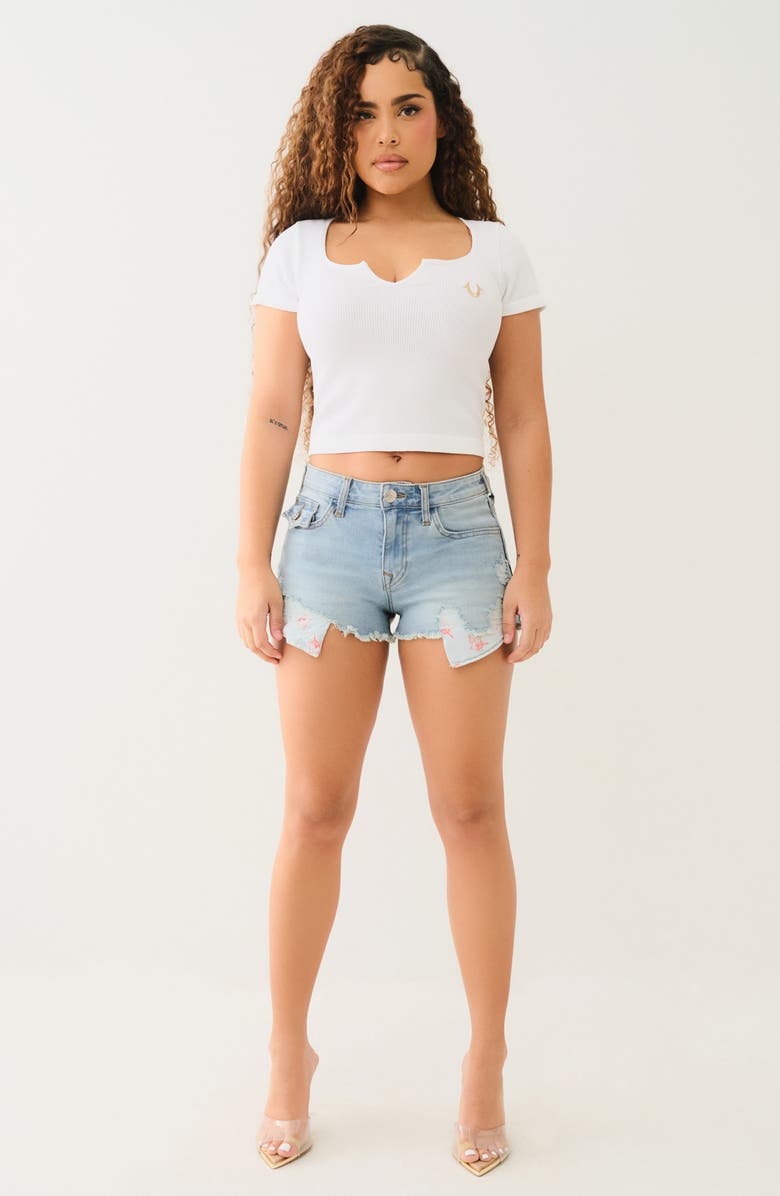 True Religion Booty Mid Rise Denim Shorts, Alternate, color,