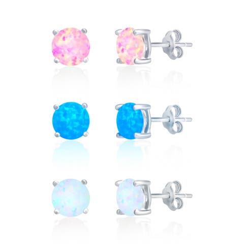 Set Of 3 Opal Earrings