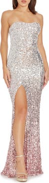Dress the Population Nikita Ombré Sequin Strapless Gown