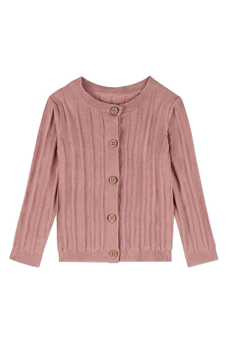3D Knit Ribbed Long-Sleeve Cardigan, Main, color, Mauve