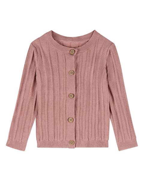 3D Knit Ribbed Long-Sleeve Cardigan