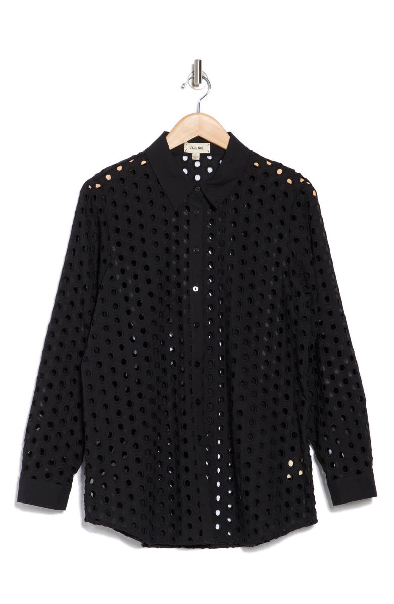 L'AGENCE Lindy Eyelet Button-Up Shirt, Alternate, color, 
