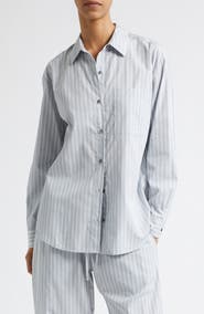 LESET Yoshi Stripe Cotton Button-Up Shirt