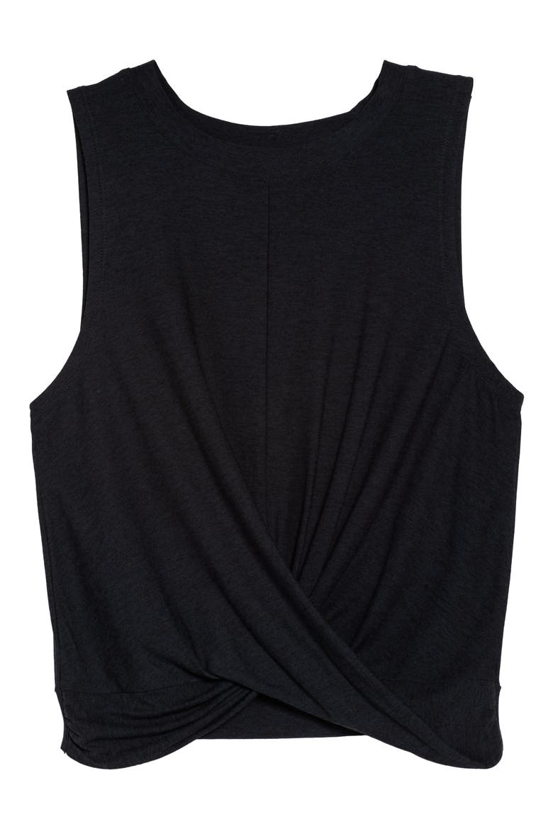 Featherweight Crossover Hem Crop Tank, Alternate, color, DARKEST NIGHT
