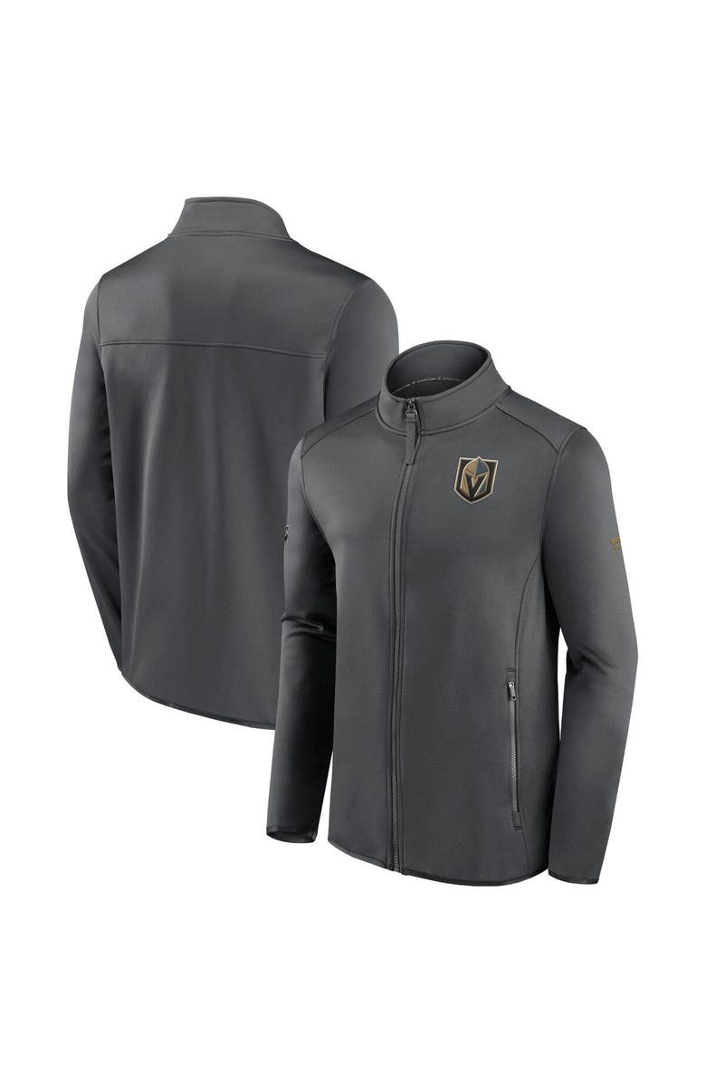 FANATICS Men's Fanatics Branded Gray Vegas Golden Knights Authentic Pro Rink Fleece Full-Zip Jacket, Main, color,