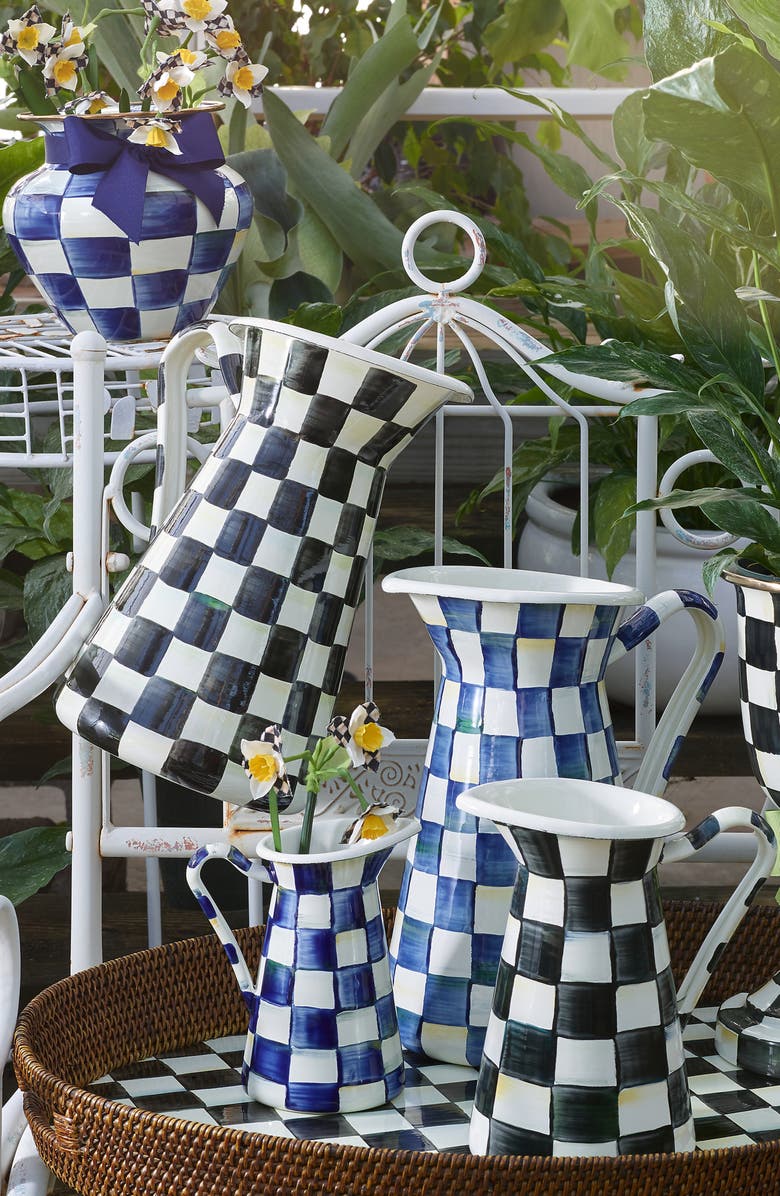 MACKENZIE CHILDS Royal Check Enameled Steel Practical Pitcher, Alternate, color,