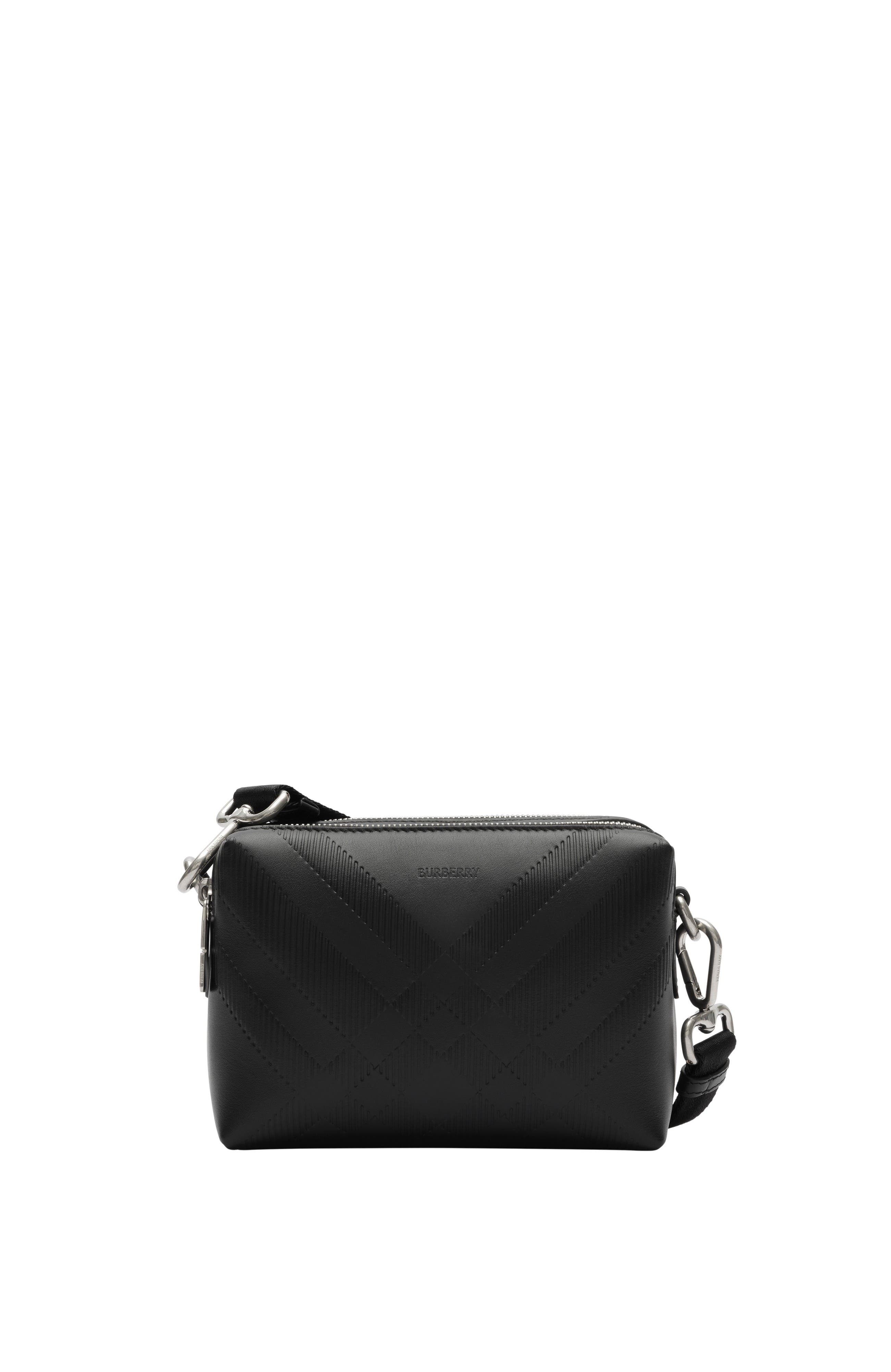 Embossed Check Crossbody Bag, Main, color, Black