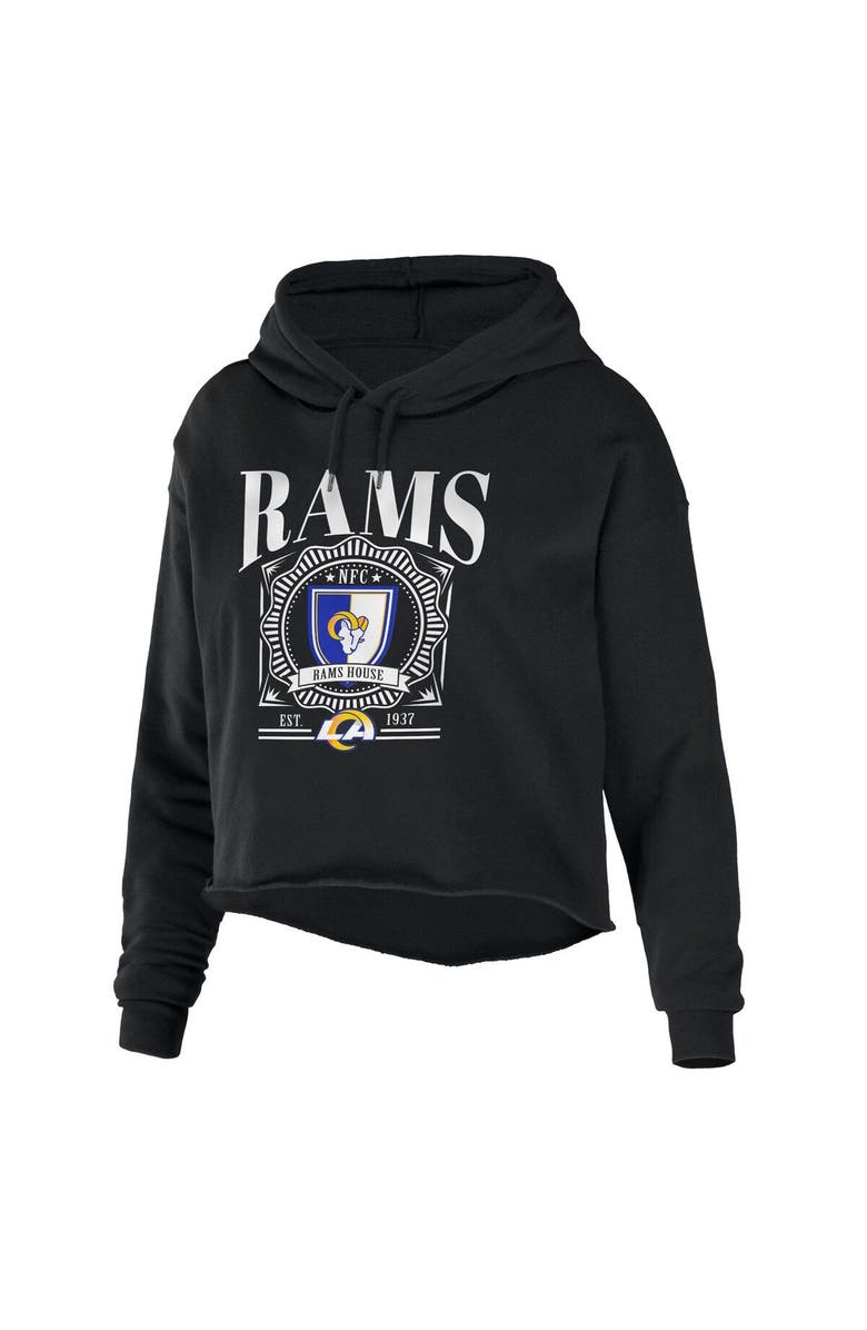 WEAR by Erin Andrews Women's WEAR by Erin Andrews Black Los Angeles Rams Cropped Sponge Fleece Pullover Hoodie, Alternate, color, Black