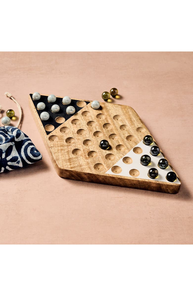 Ten Thousand Villages Maza Chinese Checker 2 Player Set, Main, color, Brown