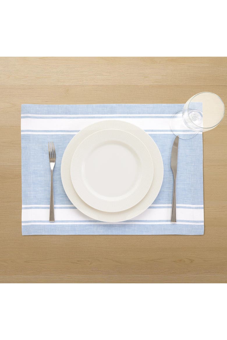 Linen Placemats - Country Stripe, Alternate, color, Cashmere Blue