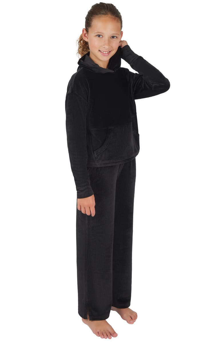 90 DEGREE BY REFLEX Kids' Rib Velour Sleepover Hoodie & Sweatpants Set, Main, color,