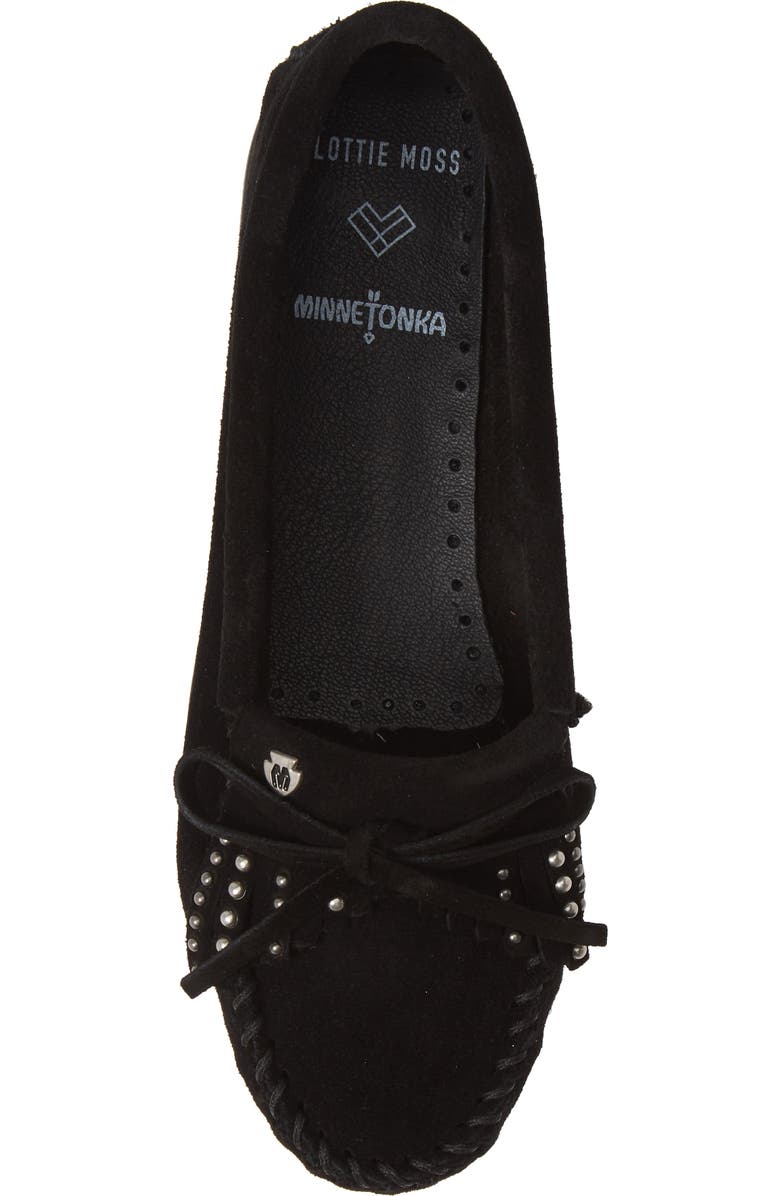 Minnetonka x Lottie Moss Kitty Studded Moccasin, Alternate, color,