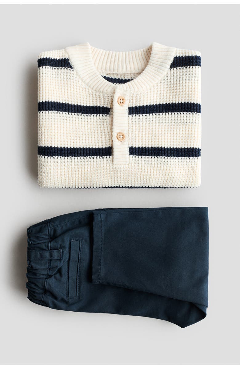H&M 2-piece Jumper And Chinos Set, Alternate, color, Cream/Navy Blue