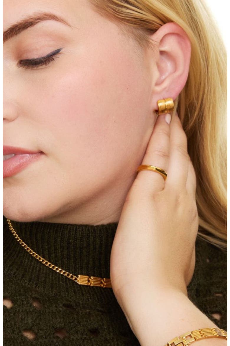 Lina Double Hoop Huggie Earring, Alternate, color, Gold