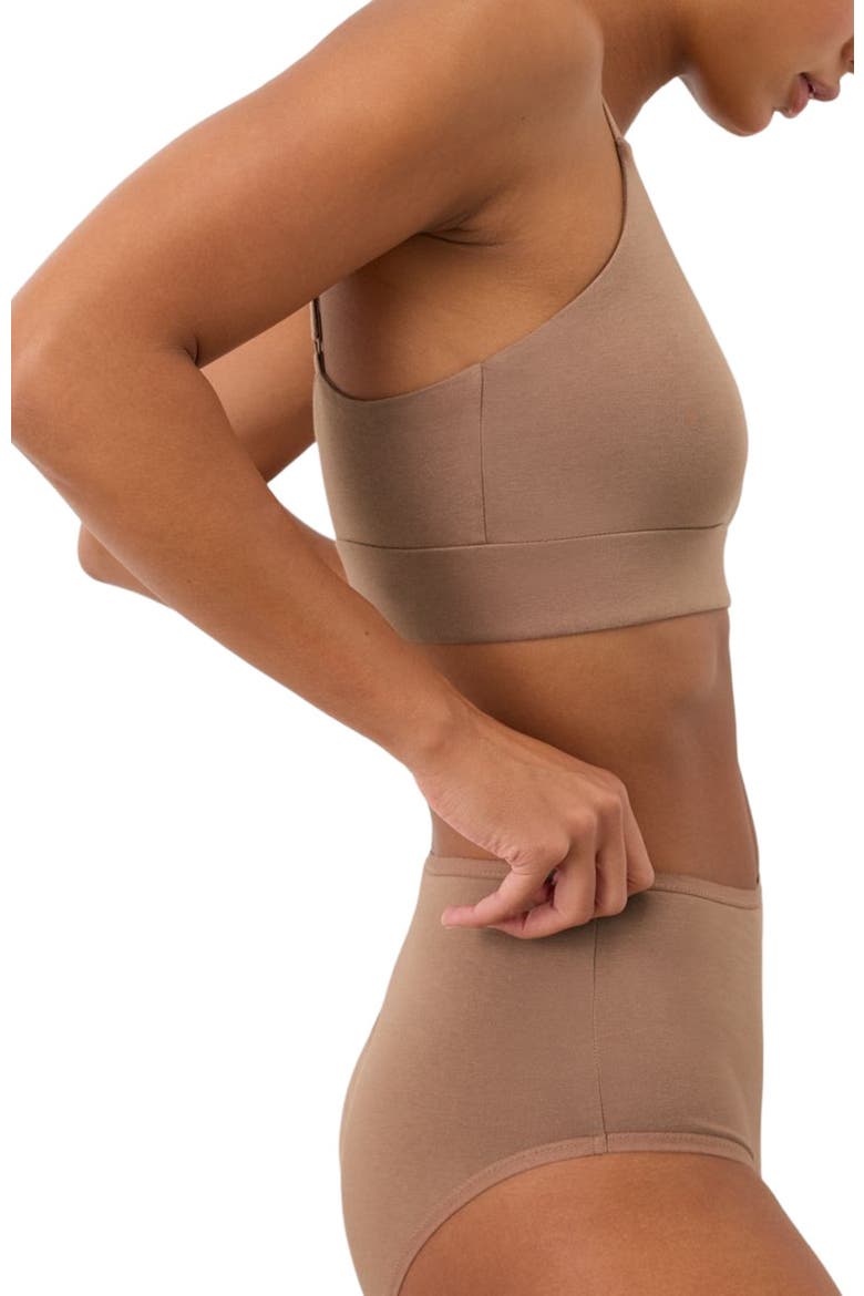 Everyday Strappy Scoop Bralette Made With Organic Cotton, Alternate, color, Driftwood Brown