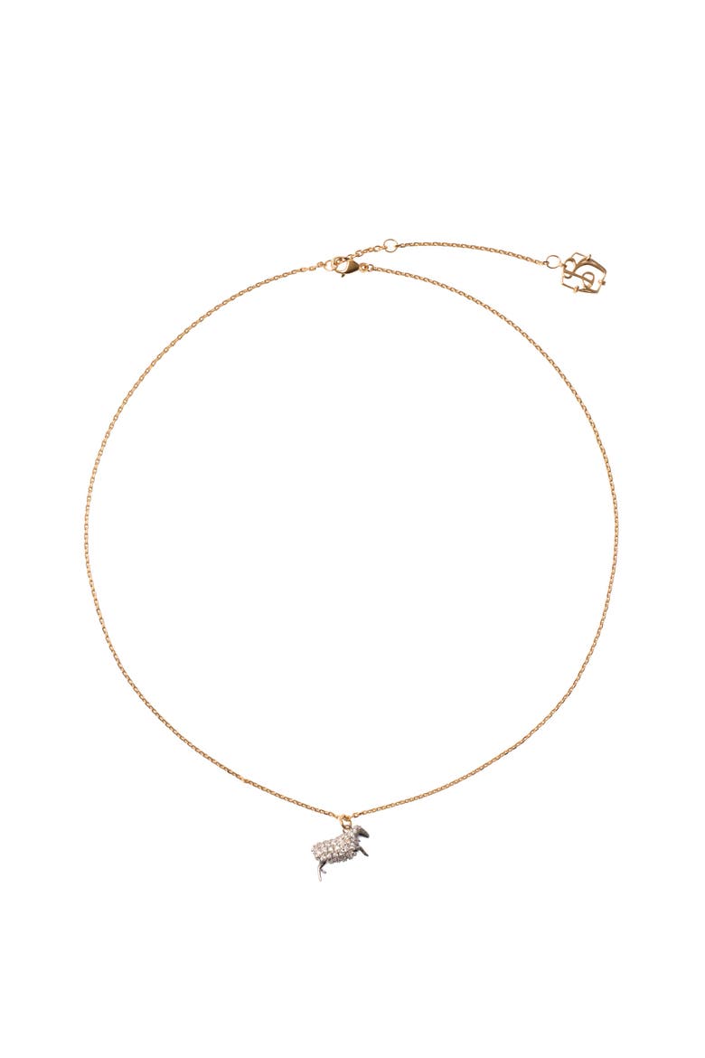 Sheep Charm Necklace, Main, color, Gold/silver/clear