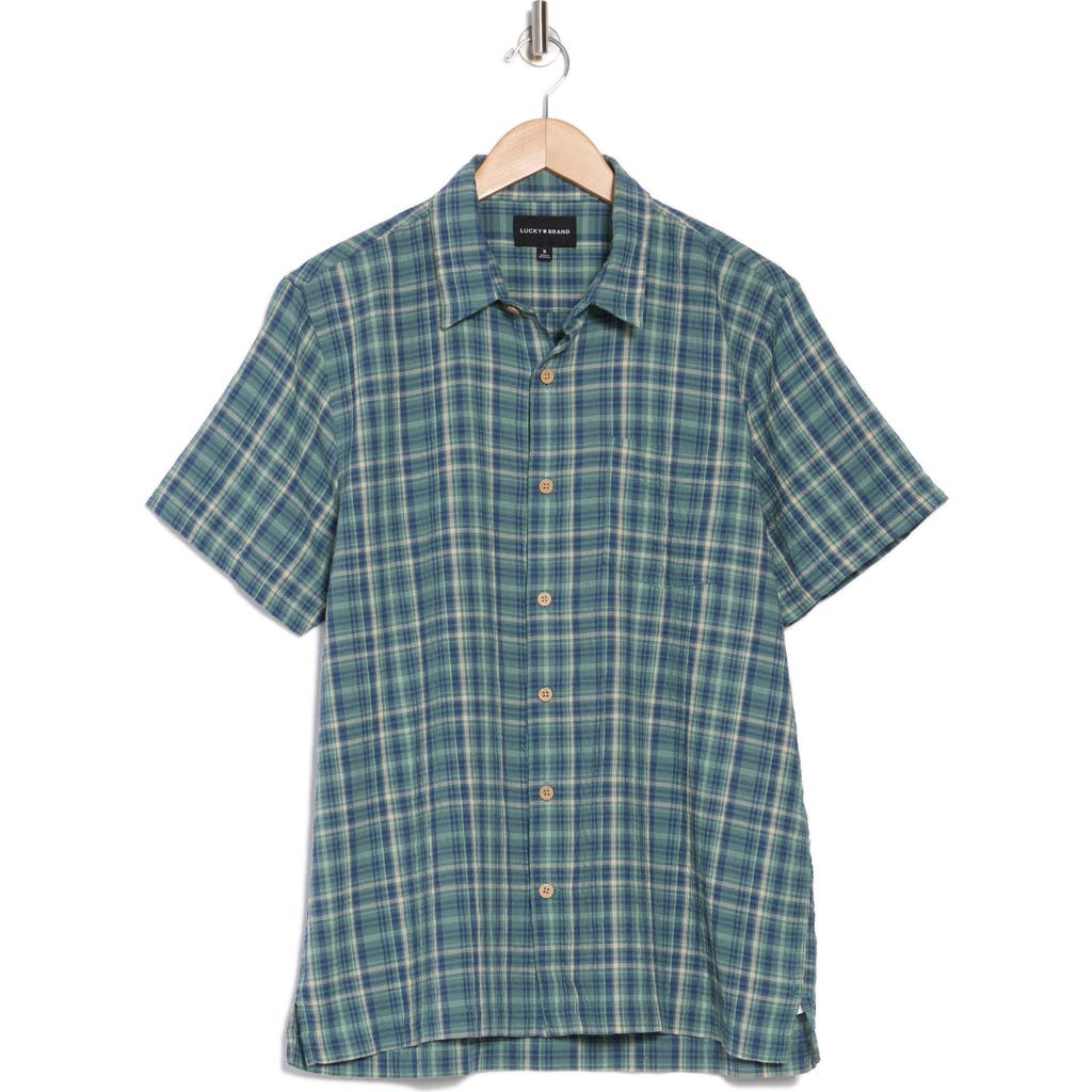 Lucky Brand Crinkled Short Sleeve Stretch Cotton Button-up Shirt