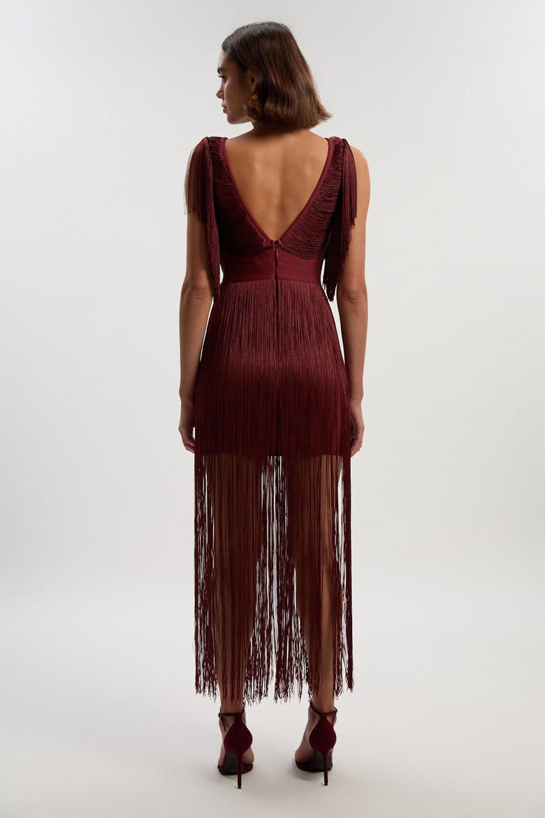 Draped Fringe Mini Dress, Alternate, color, Rich Red