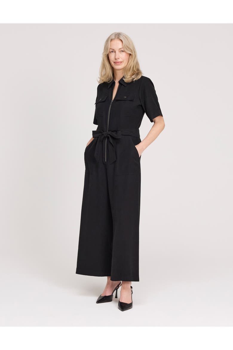 Marie Wide Leg Cropped Jumpsuit, Alternate, color, Black