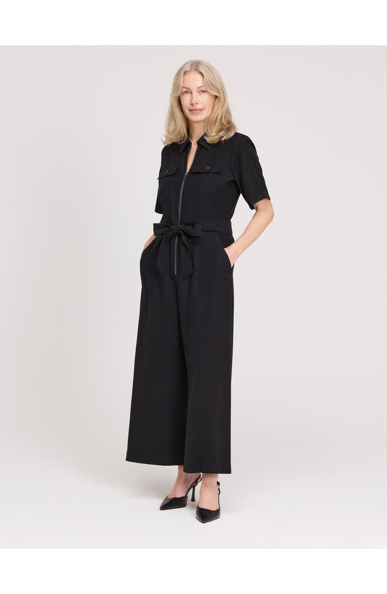 Finery London Marie Wide Leg Cropped Jumpsuit, Alternate, color, Black