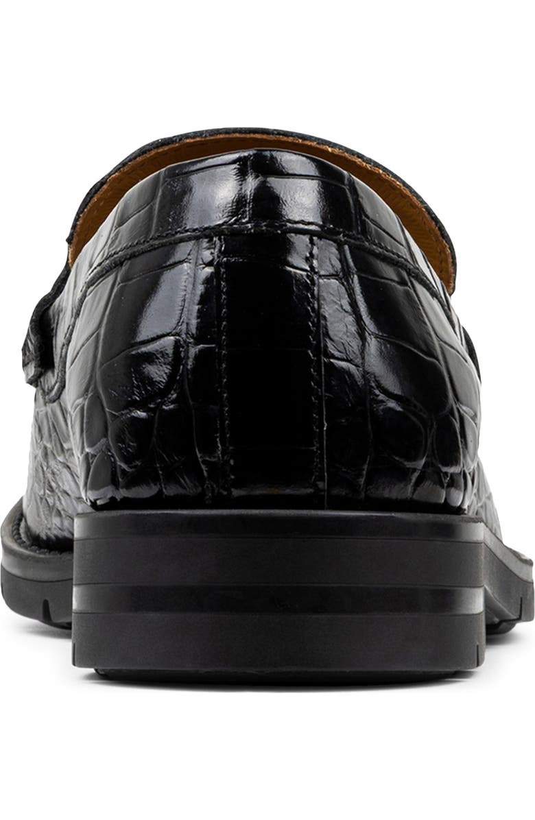 Donald Pliner Caiden Croc Embossed Penny Loafer, Alternate, color, Black