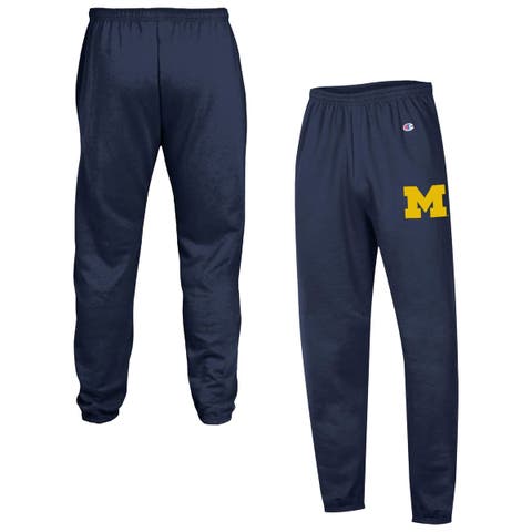 Men's Champion  Navy Michigan Wolverines Powerblend Banded Fleece Sweatpants