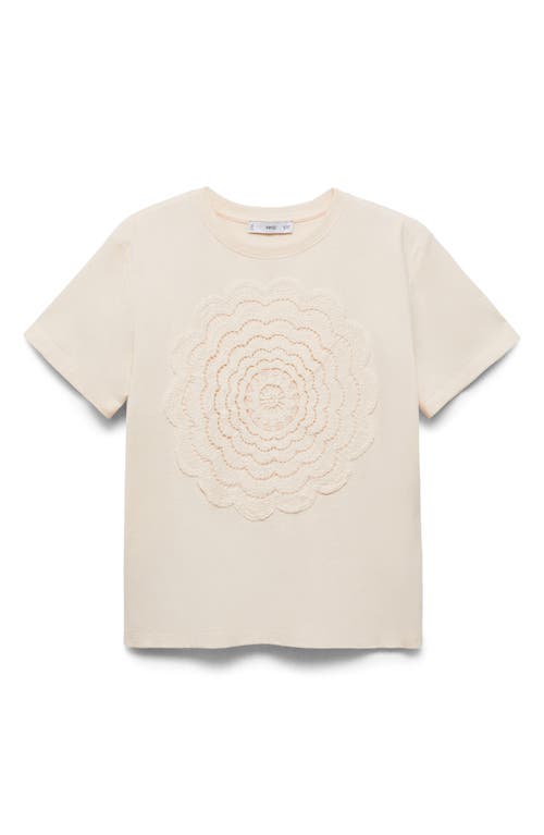 Mango Crochet Cotton T-shirt In Neutral