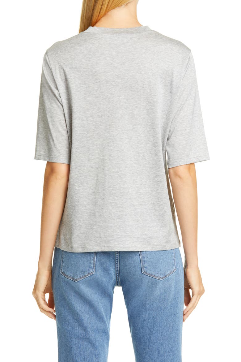 Paillette Detail Cotton Tee, Alternate, color, GREY