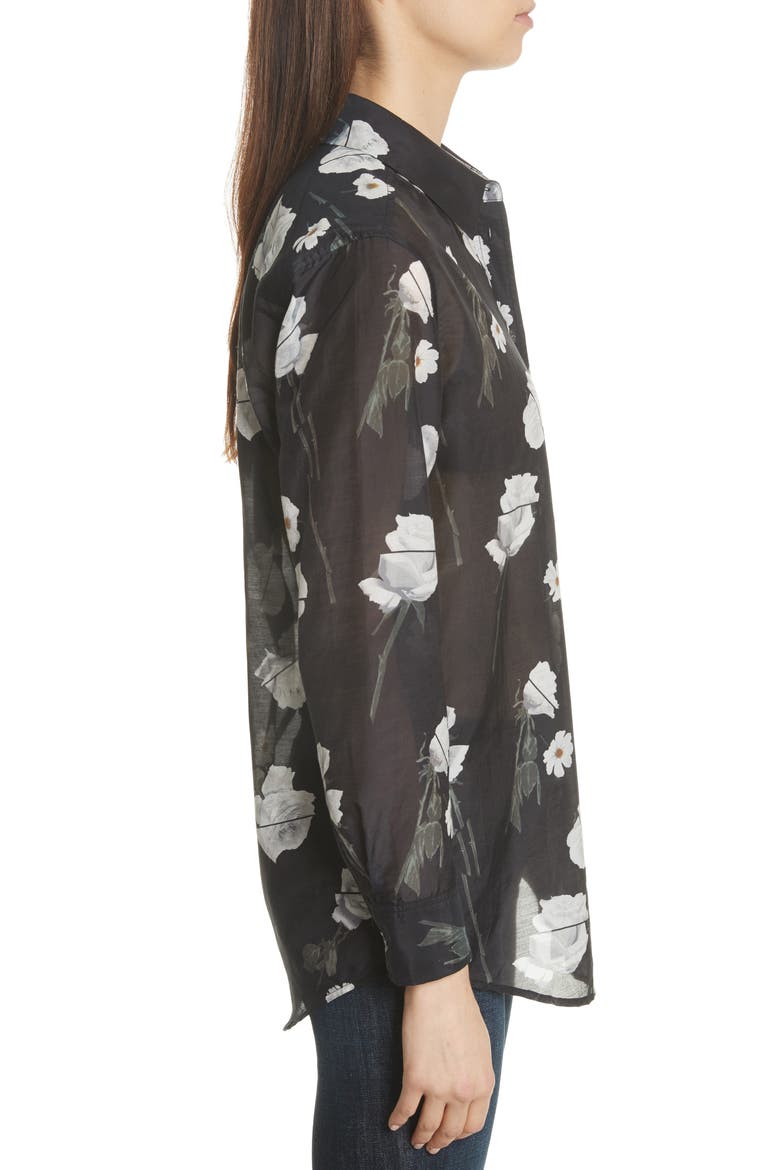 Daddy Floral Cotton & Silk Shirt, Alternate, color, TRUE BLACK MULTI