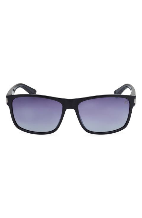 57mm Polarized Rectangular Sunglasses