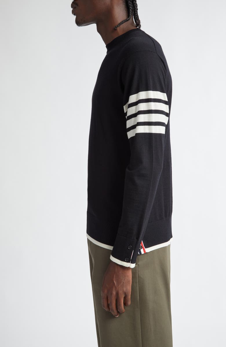 Thom Browne Virgin Wool Crewneck Sweater, Alternate, color, Black