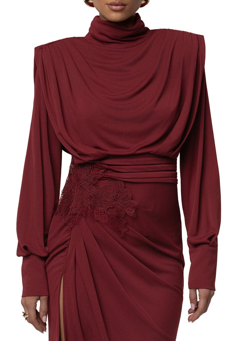 Radiance Long Sleeve Gown, Alternate, color, RED