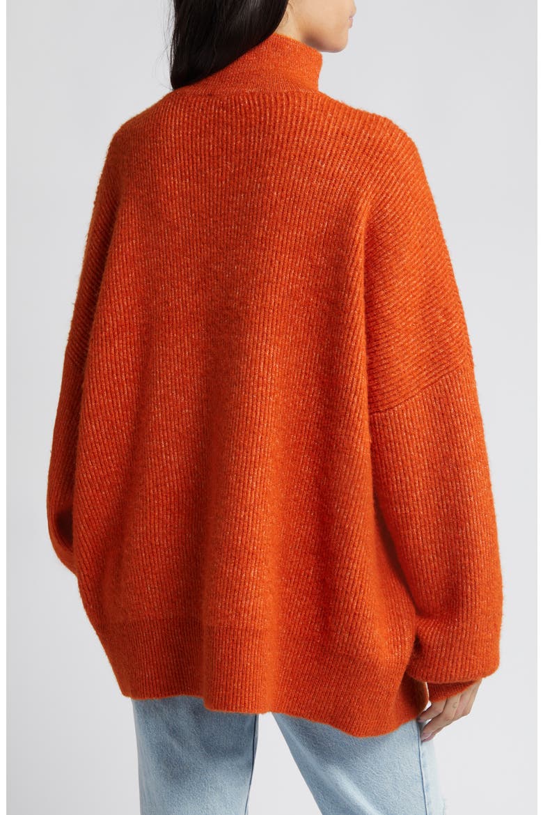 Funnel Neck Rib Sweater, Alternate, color, ORANGE