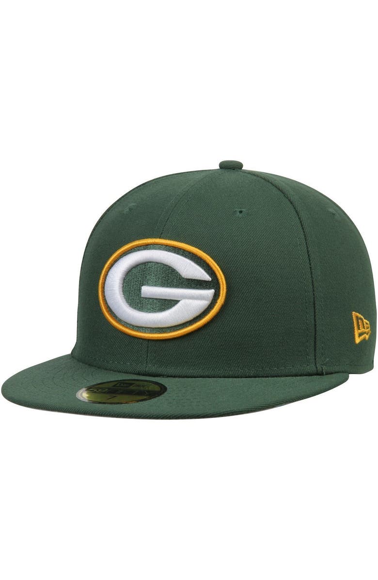 New Era Men's New Era Green Green Bay Packers Omaha 59FIFTY Fitted Hat, Main, color, Green