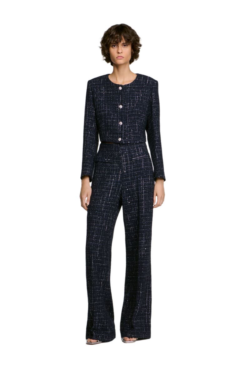 Decorative tweed trousers, Alternate, color, Blue