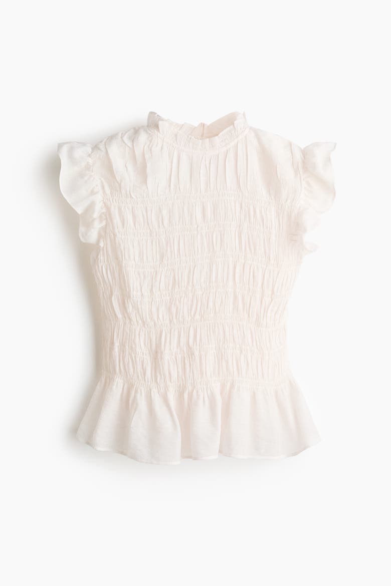 Smocked Peplum Top, Main, color, White