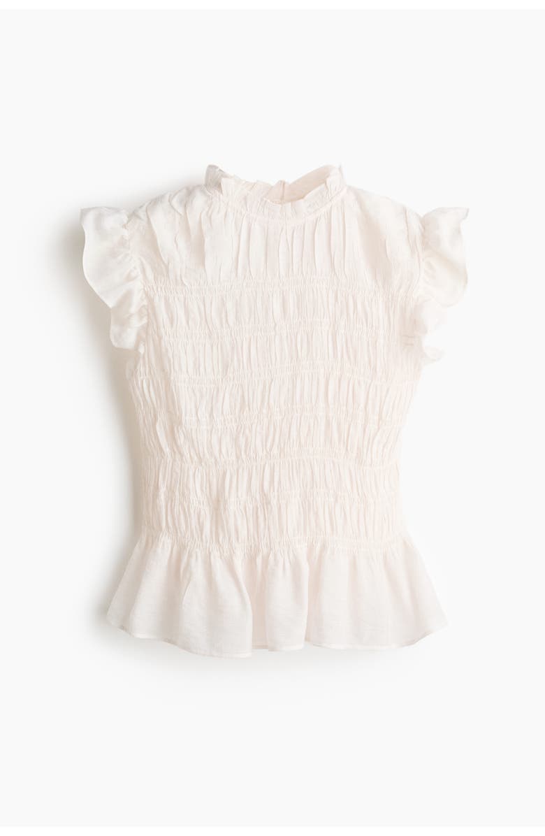 H&M Smocked Peplum Top, Main, color, White