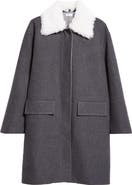 Thom Browne Bal Wool & Cashmere Coat with Removable Genuine Shearling Collar