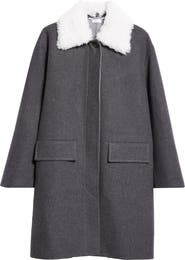 Thom Browne Bal Wool & Cashmere Coat with Removable Genuine Shearling Collar