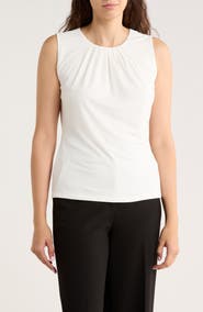 Calvin Klein Pleated Neck Sleeveless Top