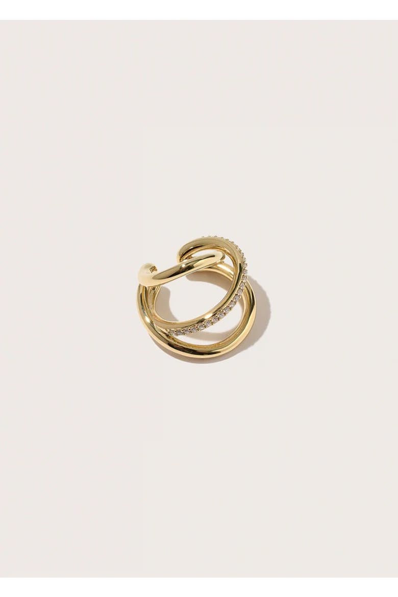 Pave Spiralis Ear Cuff, Main, color, Yellow Toned Gold