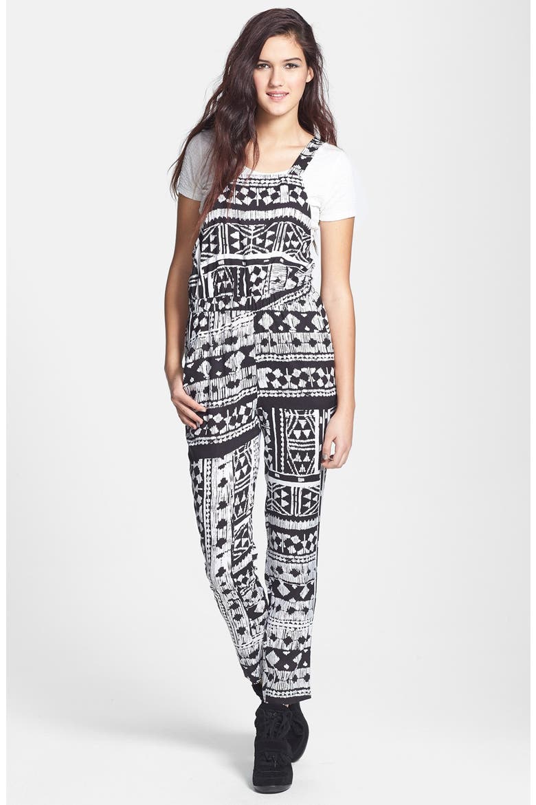 Lush Knit Overalls, Main, color, BLACK/ WHITE PRINT