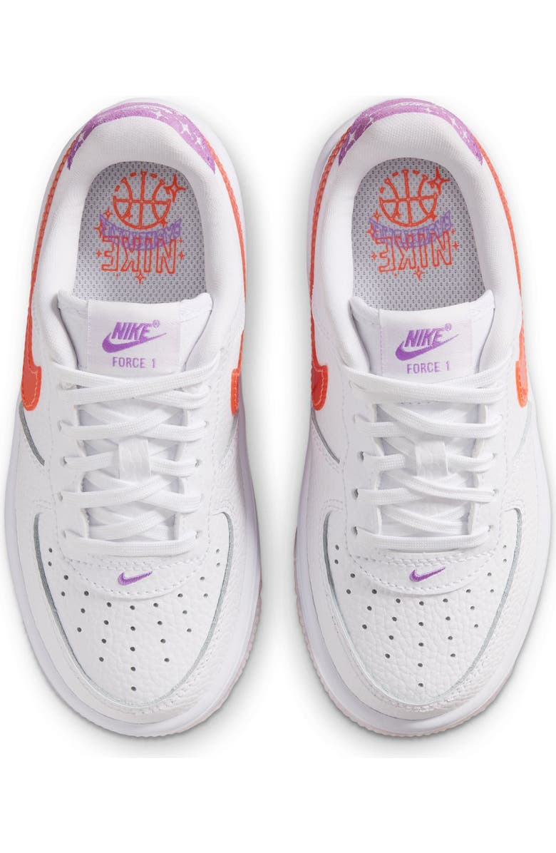 Nike Kids' Air Force 1 Sneaker, Alternate, color, White/ Bright Violet/ Orange