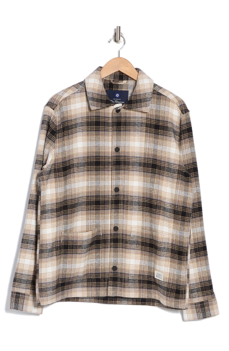 Ben Sherman Check Print Shirt Jacket, Alternate, color, Camel