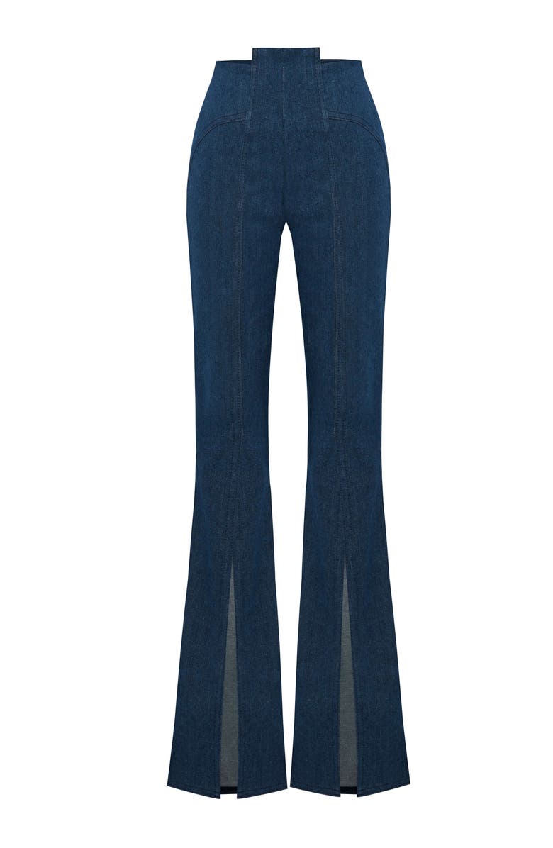 Jendue US Sublime Denim Jean - High-Waisted Flared with Slits, Alternate, color, Deep Blue