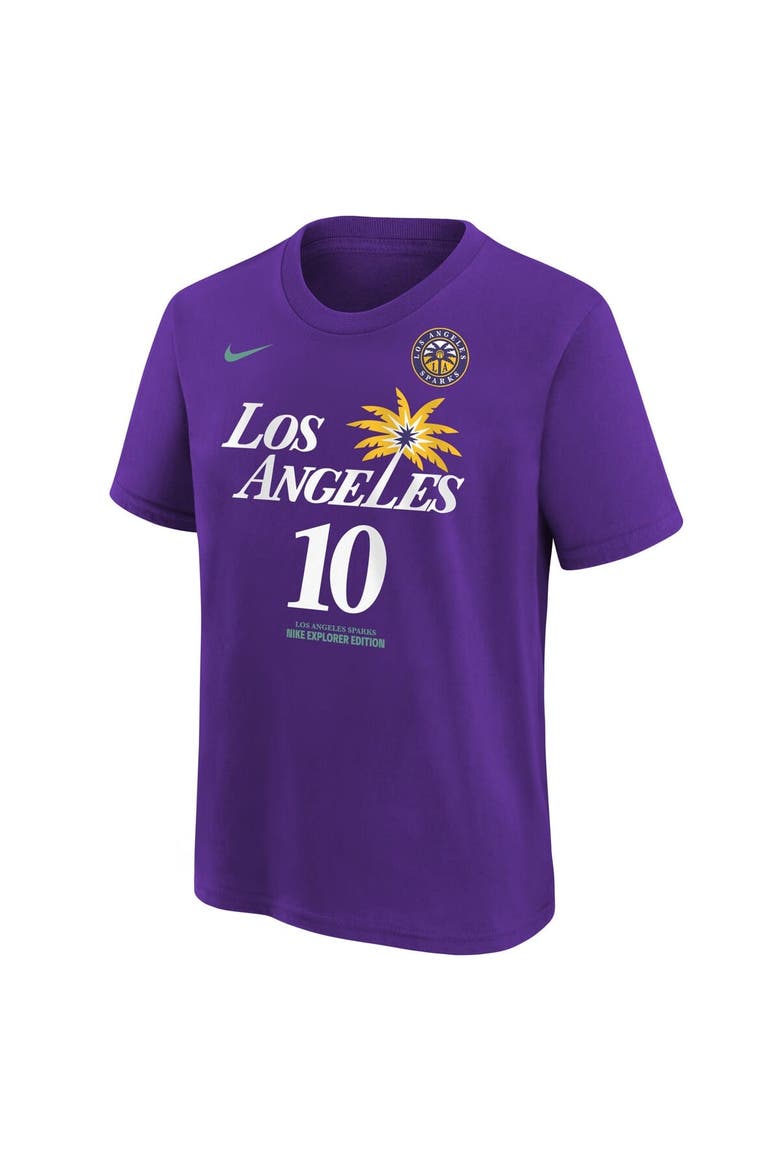 Youth Nike Kelsey Plum Purple Los Angeles Sparks Explorer Edition Name & Number T-Shirt, Alternate, color, Purple
