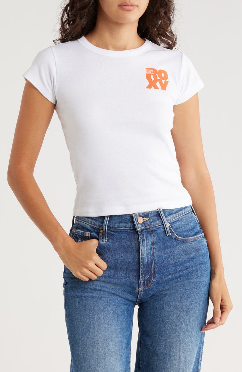 Roxy Wave Rib T-Shirt, Main, color, Bright White