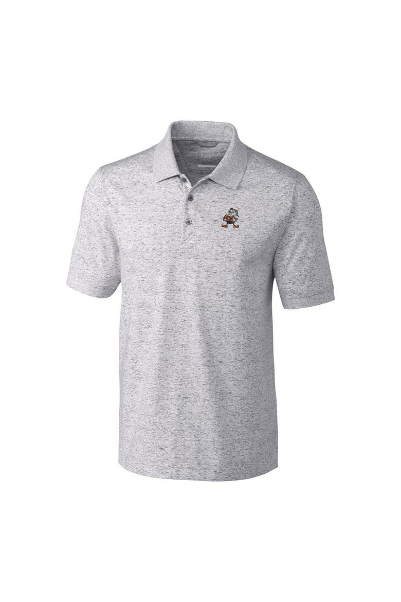 Men's Cutter & Buck Steel Cleveland Browns Advantage Tri-Blend Space Dye Throwback Polo, Alternate, color, Steel