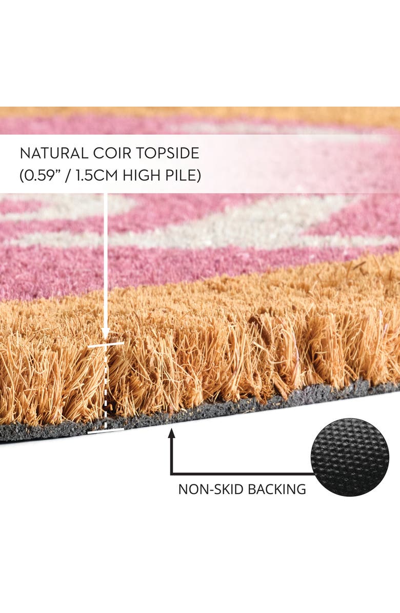 mDesign Heart-Shaped Sunglass Shaped Coir Doormat, Natural/Pink, Alternate, color, 